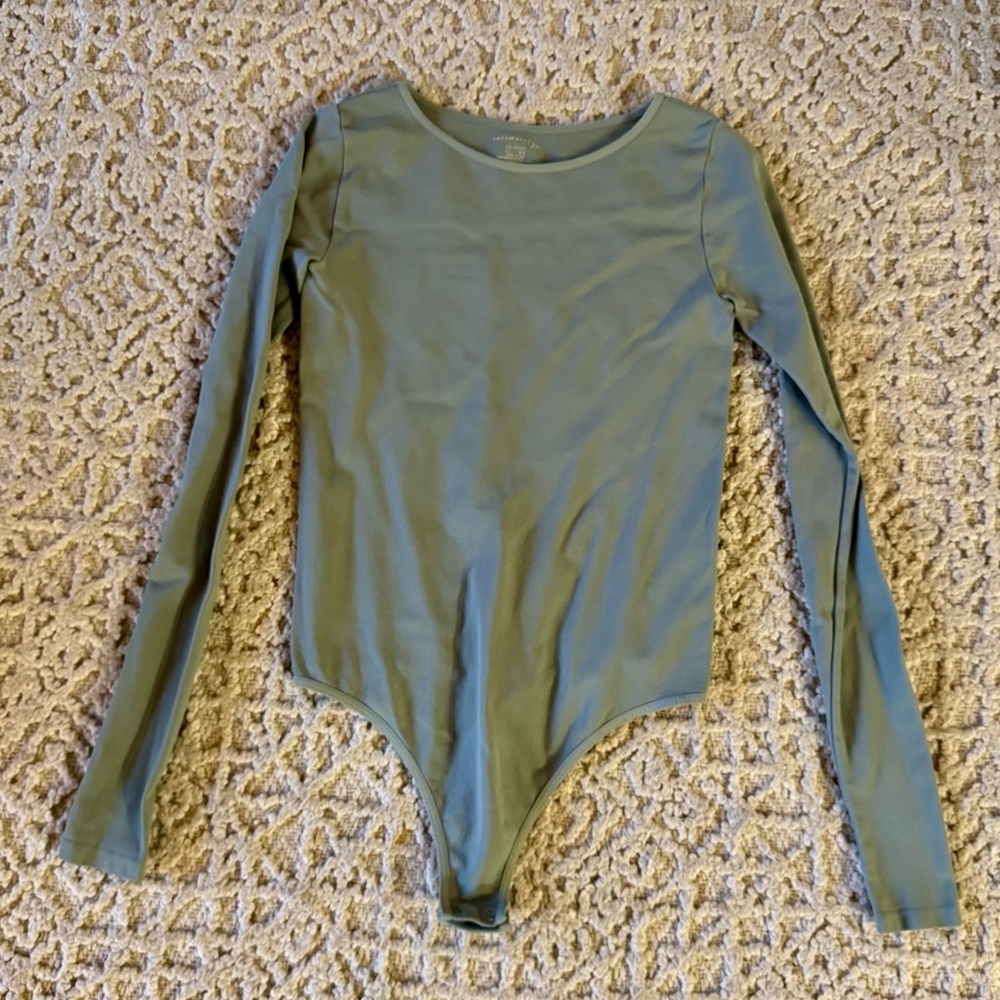 Free People Long Sleeve Olive Green Bodysuit